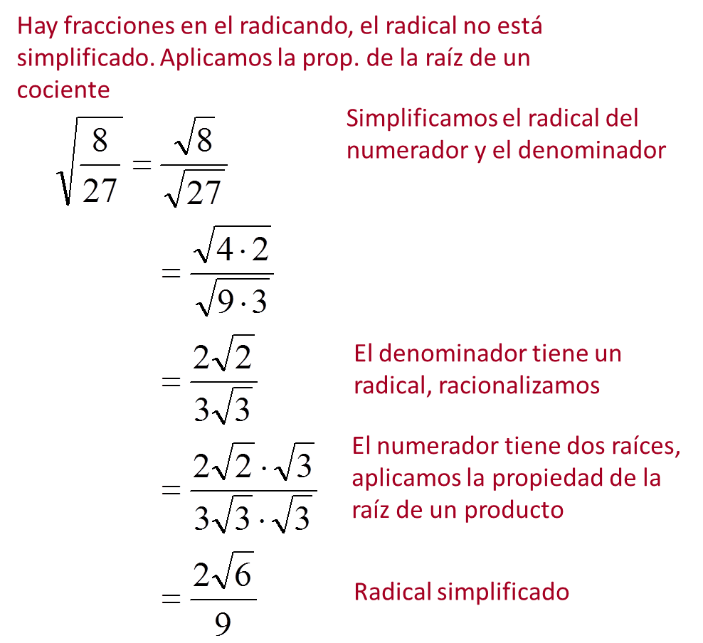 Simplificar radicales. Distintos índices y métodos